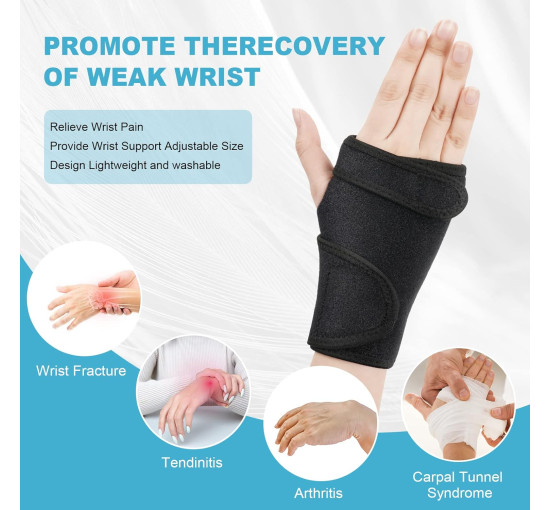 Фіксатор зап'ястя ACWOO, дихаючий та регульований бандаж, чорний (2009)