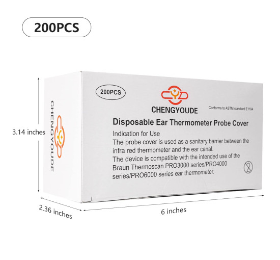 CHENGYOUDE 200X змінних чохлів для всіх моделей термометрів Braun, прозорі (5111)