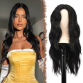 Довгі чорні перуки FESHFEN для жінок 22 дюйми, перуки природного вигляду синтетичні, натуральний чорний (0120)