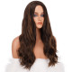 Довгі коричневі світлі перуки FESHFEN для жінок, 22 дюйми, синтетичний хвилястий перука з проділом посередині для щоденної вечірки (0104)