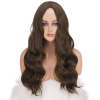 Длинные средне-коричневые парики FESHFEN для женщин, 22-дюймовый синтетический волнистый (0103)