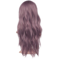 Длинный волнистый парик FESHFEN сиреневый фиолетовый, средний пробор натурального вида, синтетические женские парики для ежедневного коспля 22 дюйма (0096)