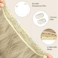 Длинное волнистое наращивание волос FESHFEN, синтетические волосы, невидимые парики для женщин, пепельно-русый, 40 см (0084)