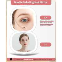 Дзеркало для макіяжу WOBSION BM-2320B-2 з підсвічуванням та збільшенням, складне дзеркало для сумки, подарунок, білий (0042)