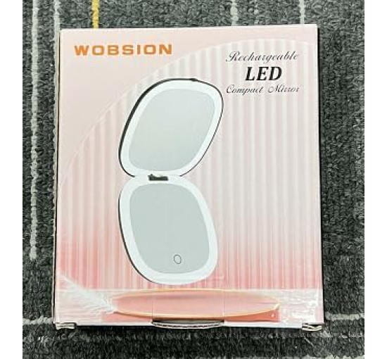 Дзеркало для макіяжу WOBSION BM-2320B-2 з підсвічуванням та збільшенням, складне дзеркало для сумки, подарунок, ‎чорне (0044)