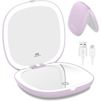 Зеркало для макияжа WOBSION BM-2320B-2 с подсветкой и увеличением, складное зеркало для сумки, подарок, фиолетовое (0041)
