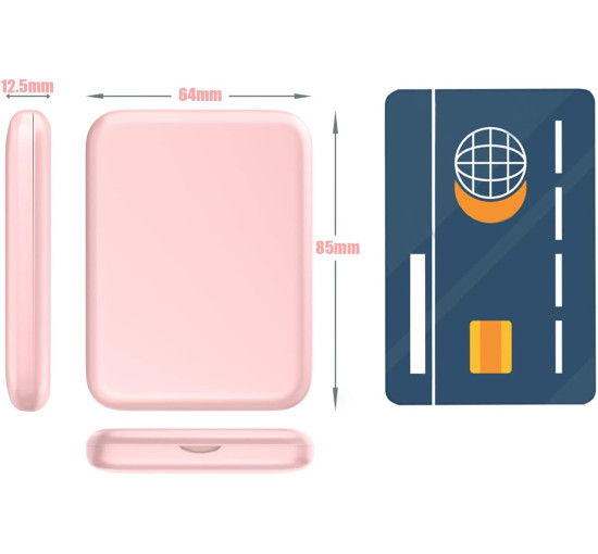 Дзеркало для макіяжу WOBSION MR-L2307 з підсвічуванням, з 1/3-кратним збільшенням, з регульованою яскравістю для кишені, рожевий (0050)