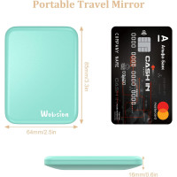 Зеркало для макияжа WOBSION MR-L2307C-Cyan FR с подсветкой, с 1/3-кратным увеличением, с регулируемой яркостью для кармана, голубой (0048)