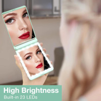 Компактное зеркало WOBSION с подсветкой 1x/3x увеличительное, портативное зеркало с поворотом и расписанием на 300°, голубой (0046)