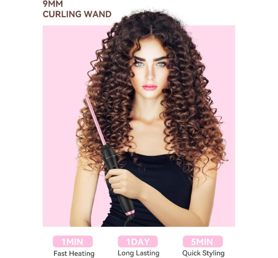 LANDOT керамічна плойка для тугих локонів, 9 мм, до 210°C, рожеве золото (5057)