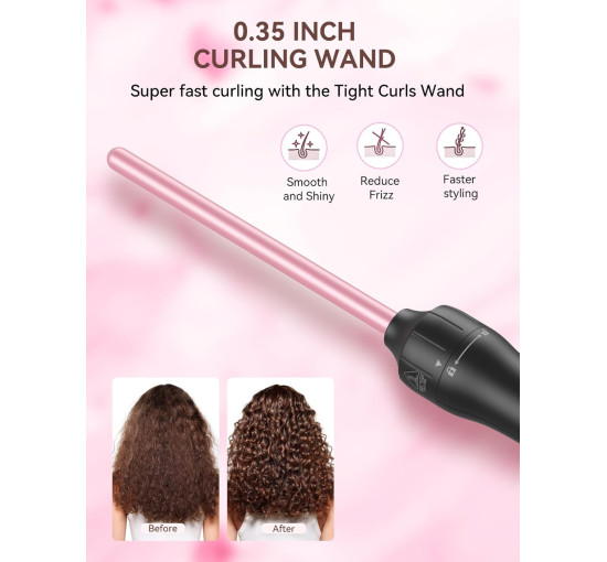 LANDOT керамічна плойка для тугих локонів, 9 мм, до 210°C, рожеве золото (5057)