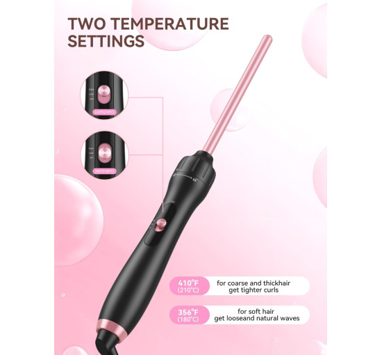 LANDOT керамічна плойка для тугих локонів, 9 мм, до 210°C, рожеве золото (5057)