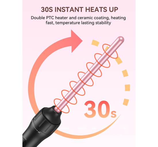 LANDOT керамічна плойка для тугих локонів, 9 мм, до 210°C, рожеве золото (5057)