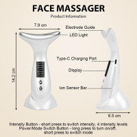 Массажер для лица AOGOE M8, электрический массажер для лица, 6 режимов для подтягивания кожи и подтяжки шеи, белый (0137)