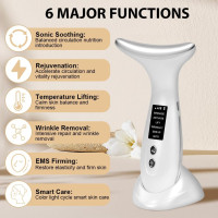 Массажер для лица AOGOE M8, электрический массажер для лица, 6 режимов для подтягивания кожи и подтяжки шеи, белый (0137)