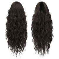 Нарощування волосся FESHFEN на заколках, м'яке синтетичне нарощування волосся для жінок, 18 дюймів, темно-коричневий (0111)