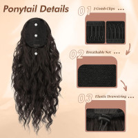 Наращивание волос FESHFEN на заколках, мягкое синтетическое наращивание волос для женщин, 18 дюймов, темно-коричневый (0111)