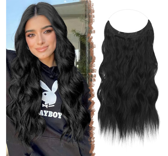 Нарощування волосся FESHFEN, невидимі секретні нарощування волосся, перуки для жінок, 40 см, Чорний (0086)