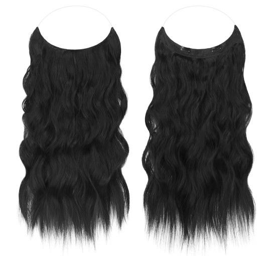 Нарощування волосся FESHFEN, невидимі секретні нарощування волосся, перуки для жінок, 40 см, Чорний (0086)