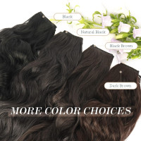 Наращивание волос FESHFEN, невидимые секретные наращивания волос, синтетические волосы, парики для женщин, темно-коричневые, 40 см (0089)