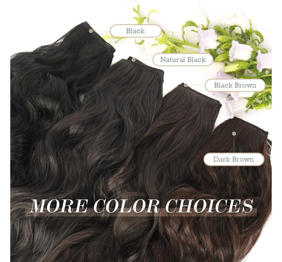 Нарощування волосся FESHFEN, невидимі секретні нарощування волосся, синтетичне волосся, перуки для жінок, темно-коричневі, 40 см (0089)