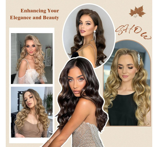 Невидимі дротяні нарощування волосся FESHFEN, синтетичне регульоване кучеряве волосся для жінок 20 дюймів, натуральний чорний (0116)