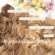 Невидиме дротяне нарощування волосся FESHFEN з прозорою ниткою, довгий 40 см хвилястий, темно-золотистий мікс бежевого блонда (0092)