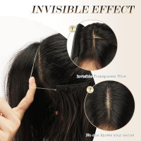 Невидимое проволочная наращивание волос FESHFEN с прозрачной нитью, длинный 50 см волнистый, коричневый и светло-коричневый цвет M18 (0091)