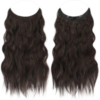 Невидиме дротяне нарощування волосся FESHFEN з прозорою ниткою, довгий 50 см хвилястий, подовження темно-коричневого (0094)