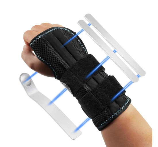 Компресійний бандаж для підтримки зап'ястя AOGOE з 3 металевими шинами, лівий-L (0144)