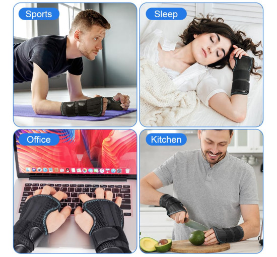 Компресійний бандаж для зап'ястя AOGOE з 3 металевими шинами, правий-L (0143)