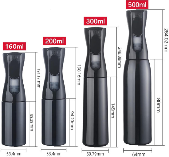 Пляшка ZHIYE для розпилення води, для волосся, чорна (4091)