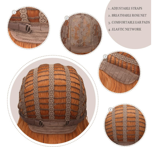 Помаранчеві перуки для жінок FESHFEN 22 дюйми, синтетична перука для щоденного косплею (0098)