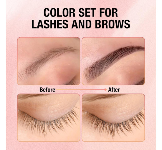 Професійний набір для фарбування вій та брів GOLLEE коричневого кольору (4164)