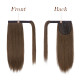 Прямий хвіст FESHFEN, подовжений 14 дюймів, натуральний довгий хвіст, обгортання навколо, перуки для жінок, колір мохово-коричневий (0117)