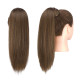 Прямий хвіст FESHFEN, подовжений 14 дюймів, натуральний довгий хвіст, обгортання навколо, перуки для жінок, колір мохово-коричневий (0117)