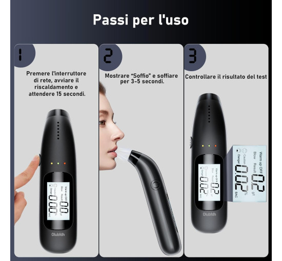 Сертифікований портативний алкотестер Olubfdh C06 із синім цифровим РК-дисплеєм (3143)