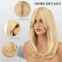 Синтетические волосы FESHFEN натурального вида для женщин, парик с челкой18 дюймов, светло-русый (0101)