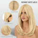Синтетичне волосся FESHFEN натурального вигляду для жінок, перука з чубчиком18 дюймів, світло-русявий (0101)