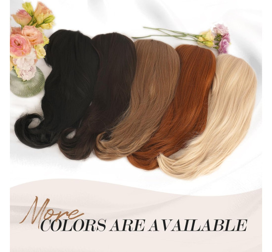 Синтетичне волосся FESHFEN натурального вигляду для жінок, перука з чубчиком18 дюймів, світло-русявий (0101)