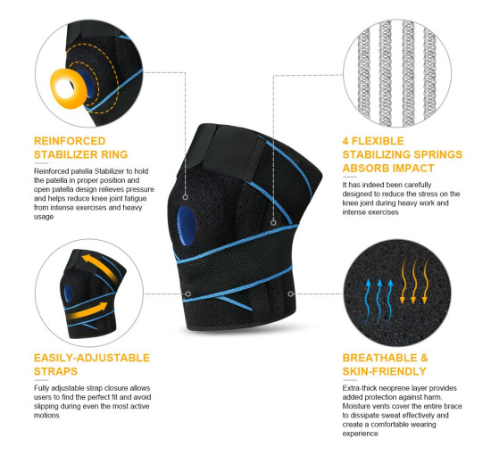 Спортивний наколінник ACWOO U5-QX-L230426-FBA з бічними стабілізаторами та гумовими накладками, сині (2131)