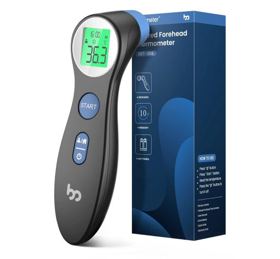 Термометр Femometer DET-306, безконтактний, інфрачервоний РК-дисплей, чорний (0173)