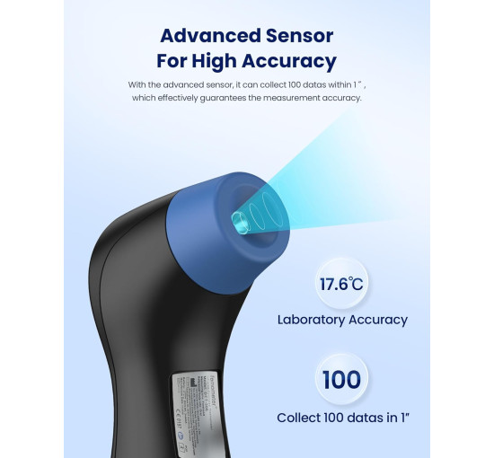 Термометр Femometer DET-306, безконтактний, інфрачервоний РК-дисплей, чорний (0173)