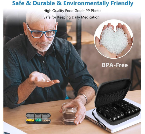 Органайзер для зручного зберігання таблеток ACWOO, чорна (2126)