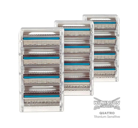 Змінні касети Wilkinson Sword Quattro Titanium Sensitive 12 шт (3013)