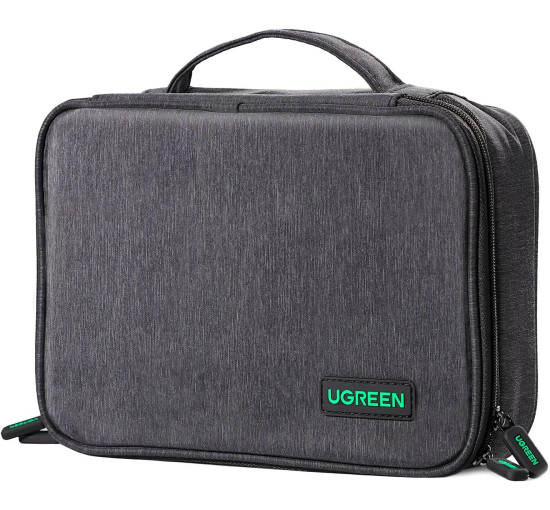 Багатофункціональна сумка UGREEN розмір L, чохол для зберігання планшета, зарядного пристрою, адаптера, зовнішнього жорсткого диска, чорна (0012)