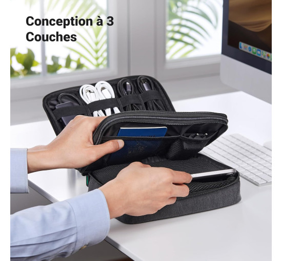 Багатофункціональна сумка UGREEN розмір L, чохол для зберігання планшета, зарядного пристрою, адаптера, зовнішнього жорсткого диска, чорна (0012)