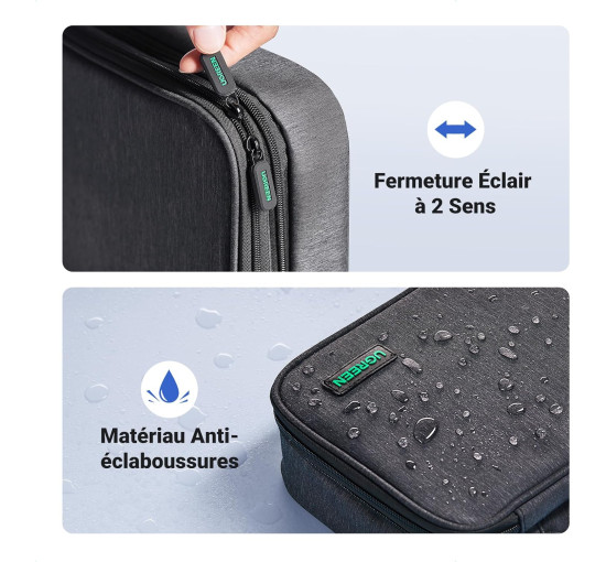 Багатофункціональна сумка UGREEN розмір L, чохол для зберігання планшета, зарядного пристрою, адаптера, зовнішнього жорсткого диска, чорна (0012)