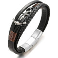 Чоловічий браслет Halukakah WS-HAJWEU2159P, з натуральної шкіри, чорний (4176)