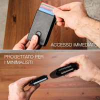 Мужской тонкий кожаный кошелек Lavalen 3784 с раздвижным механизмом, черный (4071)